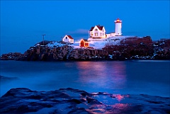 Nubble Lighthouse Lit up During the Holidays in Maine